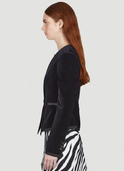 Collarless Velvet Blazer