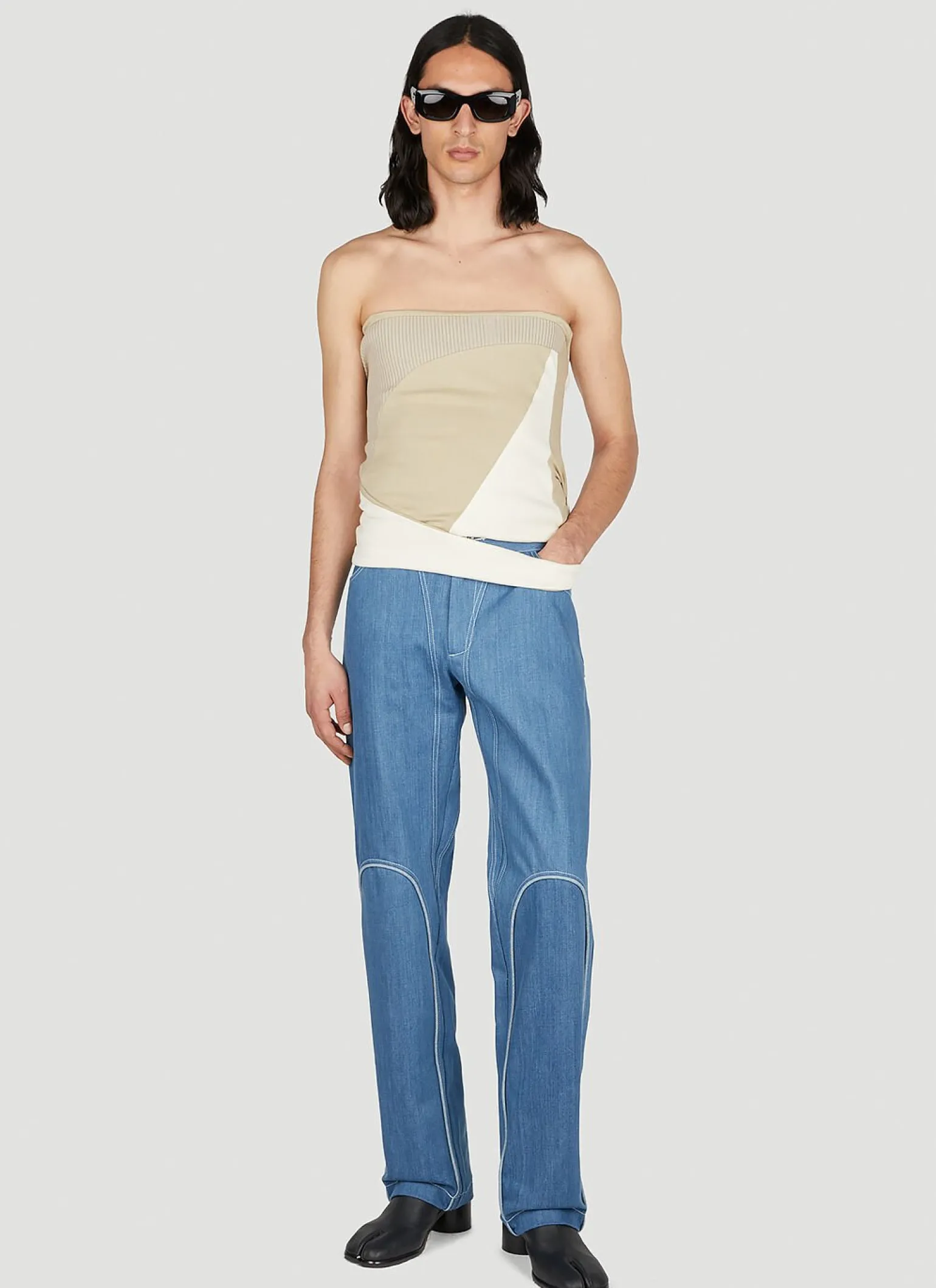 Contrast Piping Jeans