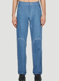 Contrast Piping Jeans