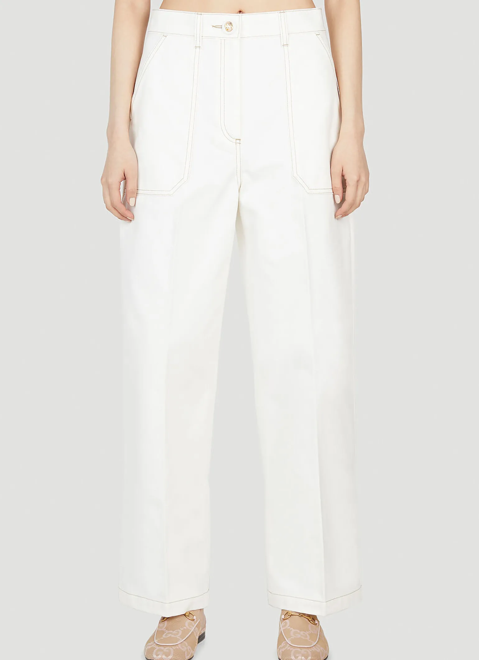 Contrast Topstitching Workwear Jeans