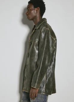 Crackle Leather Coat