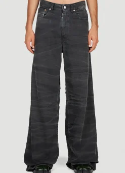 Crease Effect Wide Leg Jeans
