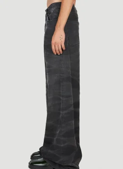 Crease Effect Wide Leg Jeans