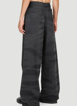 Crease Effect Wide Leg Jeans