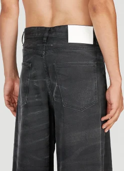 Crease Effect Wide Leg Jeans