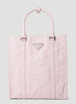 Crinkled Leather Tote Bag