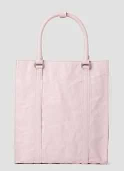 Crinkled Leather Tote Bag