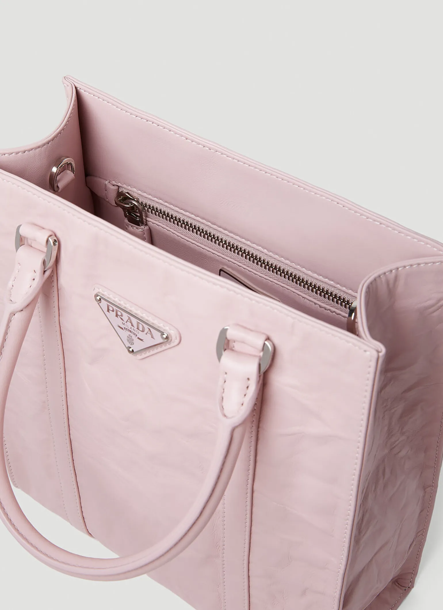 Crinkled Leather Tote Bag