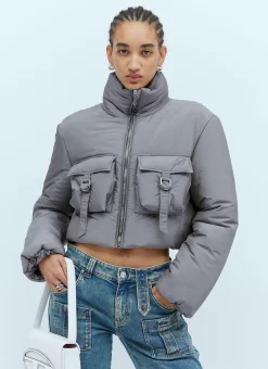 Cropped Cargo Down Jacket