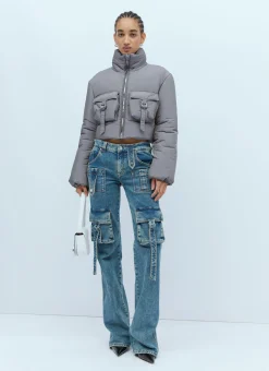 Cropped Cargo Down Jacket