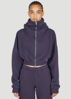 Cropped Hooded Zip-Up Sweatshirt