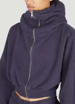 Cropped Hooded Zip-Up Sweatshirt