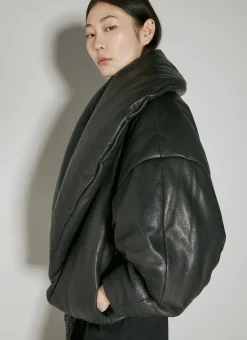 Cropped Leather Padded Jacket