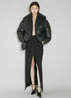 Cropped Leather Padded Jacket