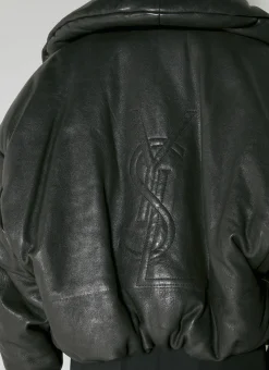 Cropped Leather Padded Jacket