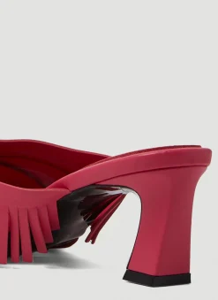 Cross Fringe Heeled Sandals