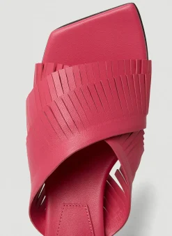 Cross Fringe Heeled Sandals