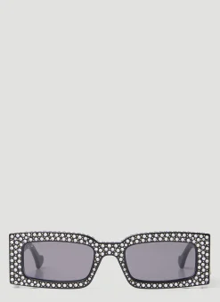 Crystal Embellished Rectangular Sunglasses