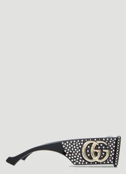 Crystal Embellished Rectangular Sunglasses