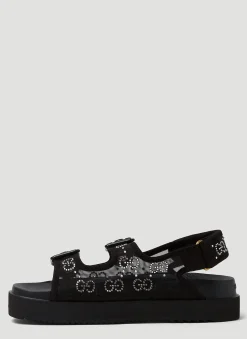Crystal Jacquard Platform Sandals