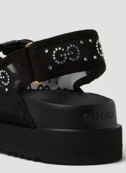 Crystal Jacquard Platform Sandals