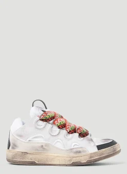 Curb Leather And Glitter Sneakers
