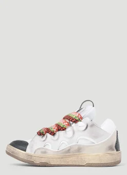 Curb Leather And Glitter Sneakers