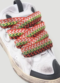 Curb Leather And Glitter Sneakers