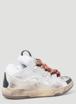 Curb Leather And Glitter Sneakers