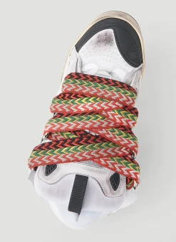 Curb Leather And Glitter Sneakers