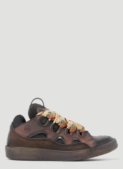 Curb Leather And Glitter Sneakers
