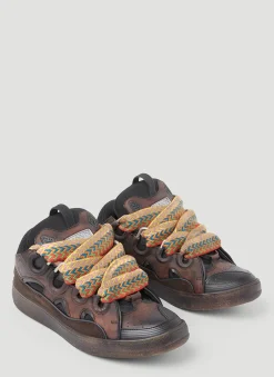 Curb Leather And Glitter Sneakers