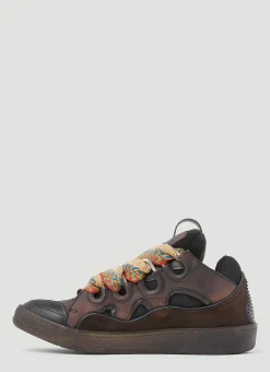 Curb Leather And Glitter Sneakers