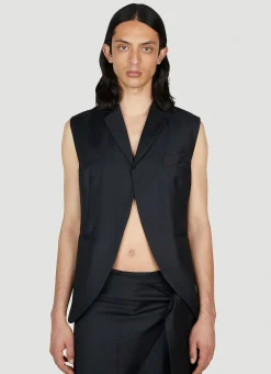 Cut Away Sleeveless Blazer