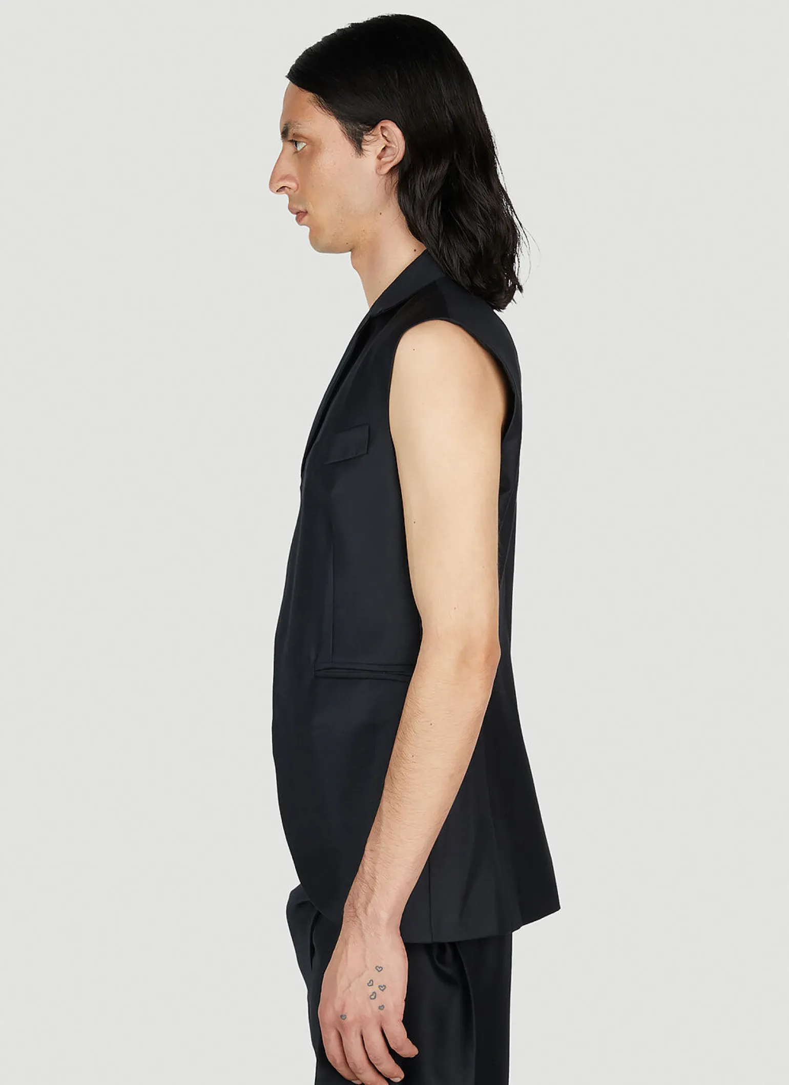 Cut Away Sleeveless Blazer