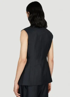 Cut Away Sleeveless Blazer