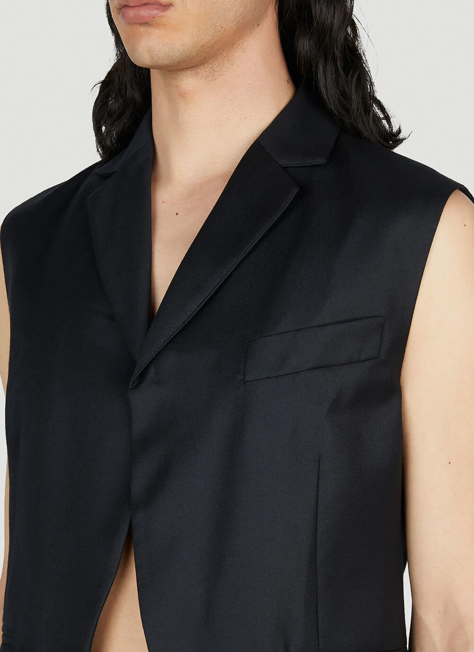 Cut Away Sleeveless Blazer