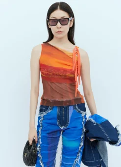 Cut-Out Sleeveless Mesh Top