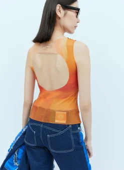 Cut-Out Sleeveless Mesh Top