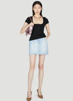 Denim Jacquard Mini Skirt