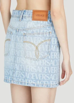 Denim Jacquard Mini Skirt