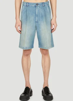 Denim Pleated Shorts