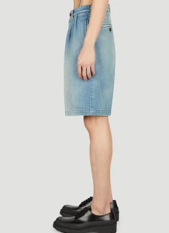 Denim Pleated Shorts