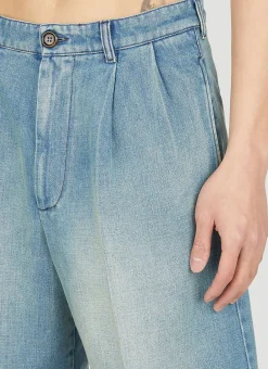 Denim Pleated Shorts