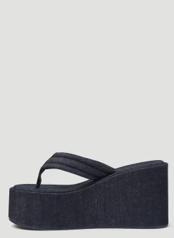 Denim Wedge Flip Flop Platforms