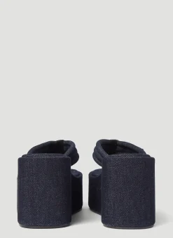 Denim Wedge Flip Flop Platforms
