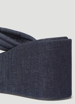 Denim Wedge Flip Flop Platforms