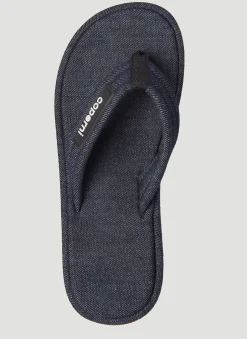 Denim Wedge Flip Flop Platforms