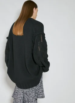 Designed Sleeve Wool Cardigan