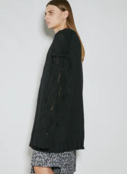 Designed Sleeve Wool Cardigan
